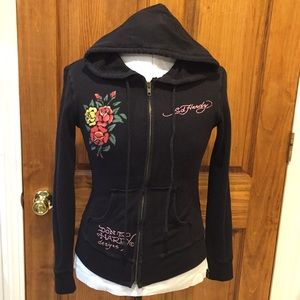 ED Hardy Rose zip up hoodie